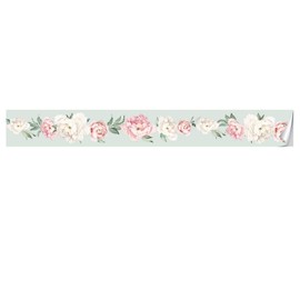VisitRyl Wallpaper Border Peel Stick Wall Border Sticker Home Ceiling Decor Edge Strip Border for Bathroom Living Room Kitchen Pink Rose 15x300cm
