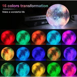 Moon Lamp with Hand Holder 16 Colours-4inch 3D Lunar | Artful Home Decor | Moon lamp Night Light for Bedroom | Perfect for Women, Men, Wife, dad, Girl, Child, Kids & Baby Birthday.