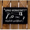 Slate board with engraving “Opas Werkstatt”, the ideal present for