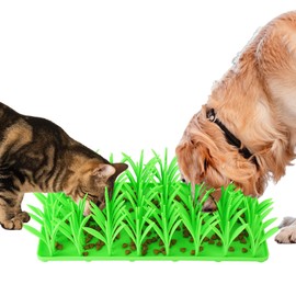 AIERSA Silicone Grass Mat for Cats,Slow Food Mat Grass,Pet Snuffle Mat for Dog,Green Grass Silicone Cat Foraging Mat Motivate Pets to Forage for f Food,Interactive Food Toy for Boredom