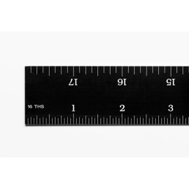PEC Tools 402-018EZ, 18 Inch Rigid Ruler, 4R (8ths, 16ths, 32nds, 64ths),Made in US, Stainless Steel, Black Chrome