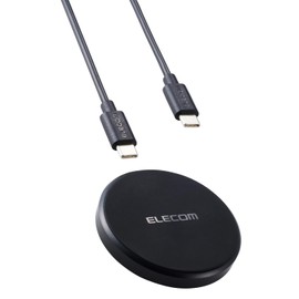 Elecom EC-QA27BK Wireless Charger, 10 W, Qi Standard Compatible, Tabletop, Type-C Cable Included, 3.3 ft (1 m), Black