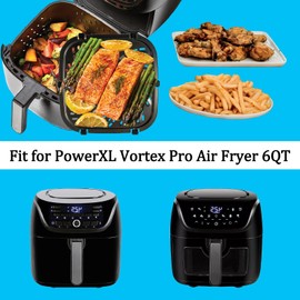 ALJ 6QT Air Fryer Rack for PowerXL Vortex Pro Air Fryer 6QT, Upgraded Air Fryer Grill Pan Crisper Plate Tray Rack Shelf Insert Grate Grid for 6QT PowerXL Air Fryers, Nonstick, Dishwasher Safe