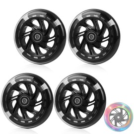 DBREAKS Luminous Stunt Scooter Wheels, Pack of 4 LED Light Wheels, 120 mm LED Scooter Replacement Wheels with ABEC, 9 Ball Bearings, Hardness 88A, Suitable for All Sorts of Scooters (Black)