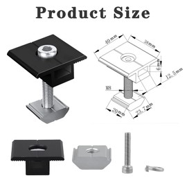 Teokantz Set of 4 Centre Clamp 30 mm Black Adjustable Solar Panel Connectors Module Clamps Solar Photovoltaic Clamps Solar Module Holder Centre Clamp Aluminium Mounting PV Module