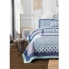 DaDa Bedding Mediterranean Fans Nautical Minty Blue Patchwork Bedspread Set