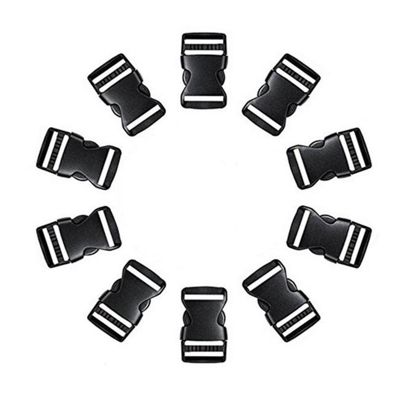 10PCS 1" Adjustable Flat Side Quick Release Plastic Buckles Clips