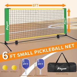 FITYCSW 6FT Small Mini Pickleball Net Set Portable Outdoor Driveway Net，Indoor Dink Practice Net Pickle Ball Training Aid Equipment (Including Racket)
