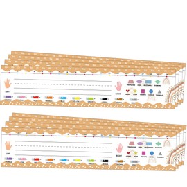 Desk Name Plates Student Tags for Classrooms 13X3 inch Boho Classroom Desk Name Tags 25Pcs Name Plates Stickers Ruler Number Multiplication Chart for Classroom Desks Bulletin Board Decor (Boho)