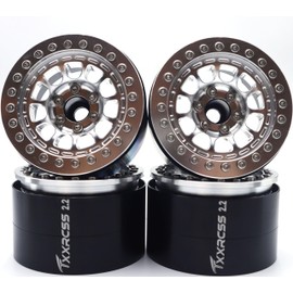 Txxrcss RC 2.2 Aluminum Alloy Beadlock Wheels and Tires Upgrades Accessories Rims for 1/10 SCX10 TRX4RC4WD and D90 RC Crawler Axial Remote Control Car (4pc) (Silvery)