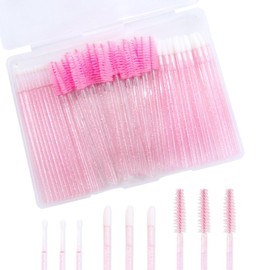 TORMEN 120pcs Makeup Applicator Beauty Kits, Eyelash Brush, Disposable Micro Cotton swab Brush,Lipstick Lip Gloss Wands Applicator for Eyelash Extensions, Lipstick Application, Eyebrow Grooming(Pink)