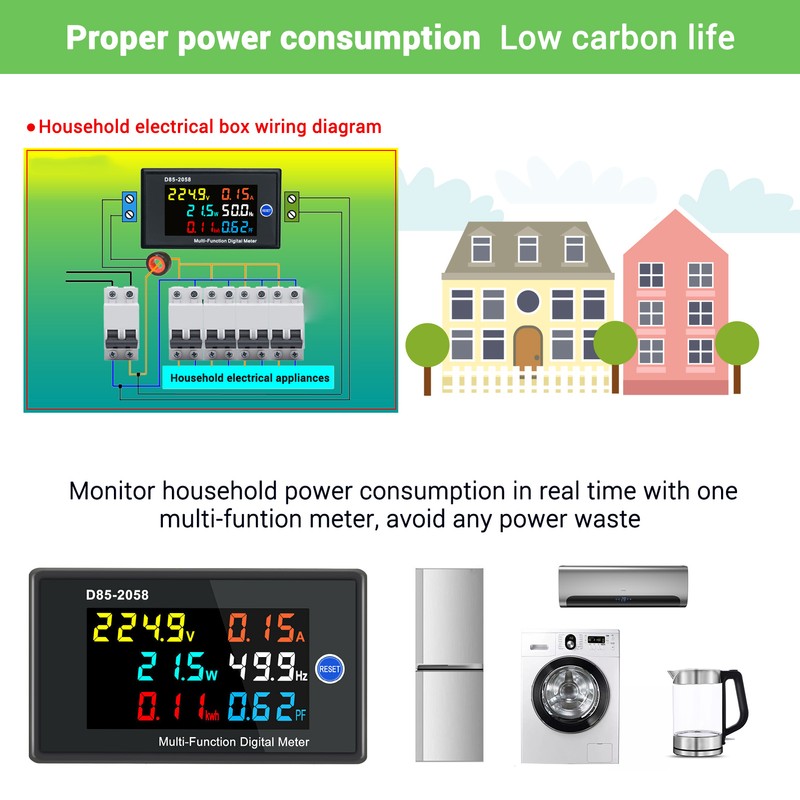 Multi-Function Single Phase Digital Meter LCD Display AC Voltage AC