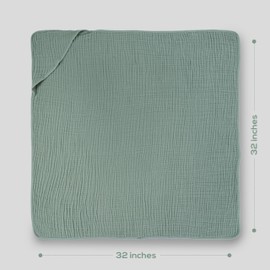 LILY O LAUREL Muslin Hooded Baby Towels for Newborns, Toddler Bath Towel, 100% Cotton – 6 Layers Super Soft Absorbent Breathable, Baby Bath Towel, 32"x32", Newborn Essentials – Pack of 2