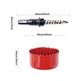 Hole Saw Drill Bit LAIWEI HSS Hole Cutter with Arbor for Wood and Metal (2-3/8"(60mm Hole Saw))