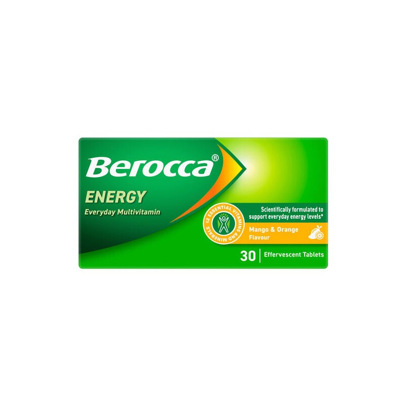Berocca Energy Mango & Orange Effervescent Tablets 30 Pack