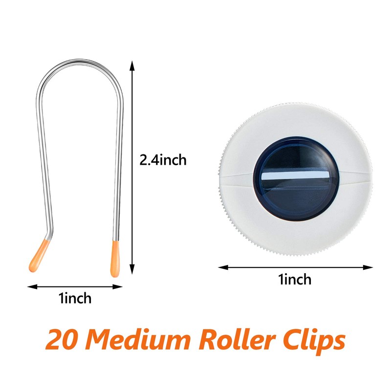 WILLBOND 20 Pcs Hot Curler Clips Replacement Kit, Stainless Steel