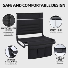 Dodometrek Stadium Seats with Back Support, Bleacher Seat with Back and Cushion, 400lb Capacity, 2pcs