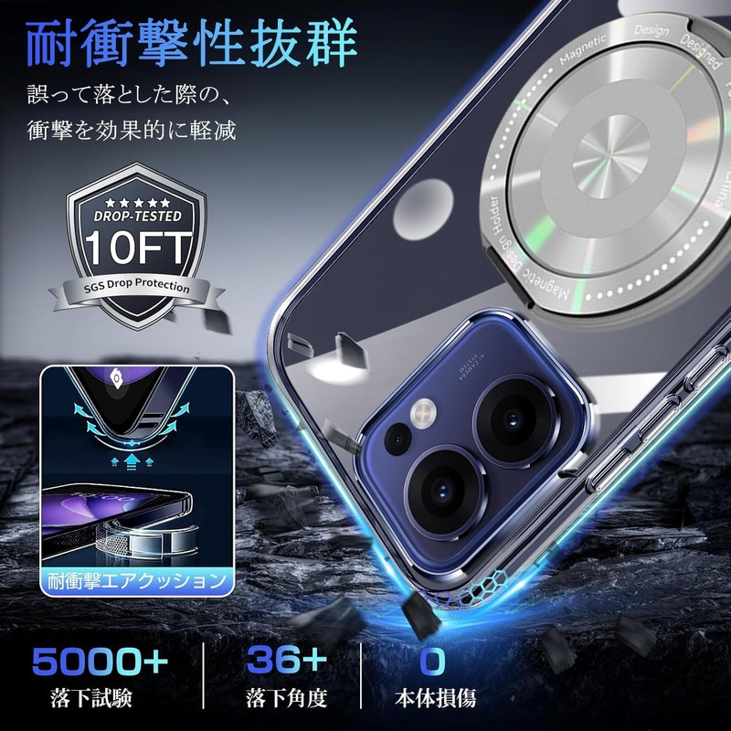 OPPO Reno13 A Case, Clear, Multi-functional 360 Degree Rotating Stand,