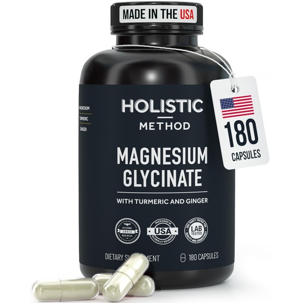 Magnesium Glycinate Capsules with Organic Turmeric and Ginger - 180