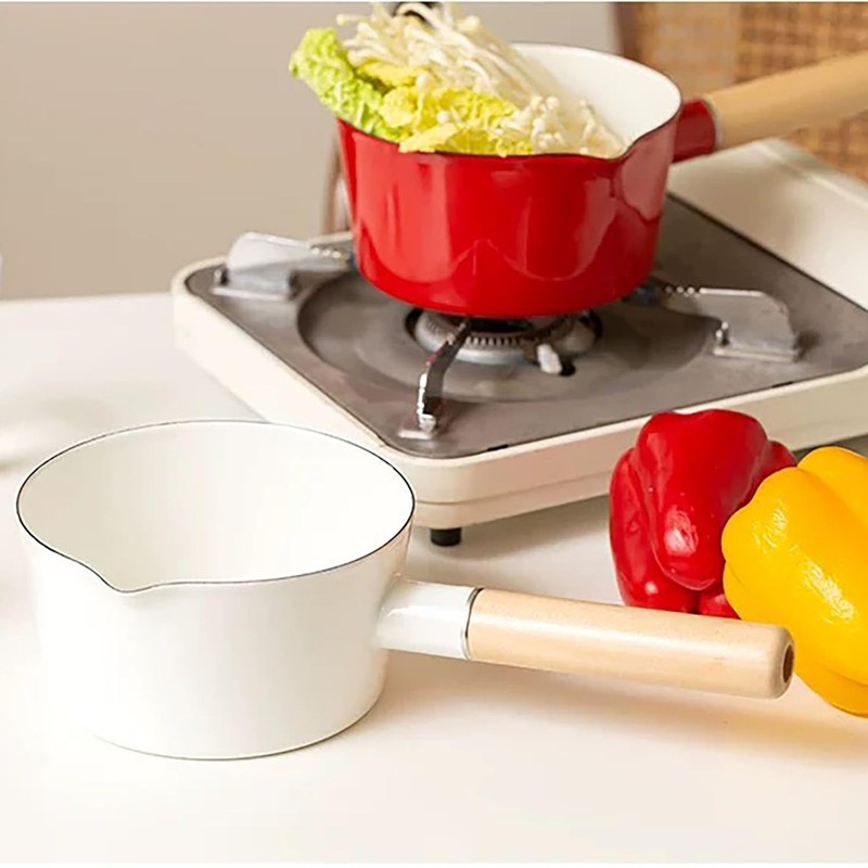 FYUEROPA Enamel Milk Pot, Butter Warmer Non-stick Saucepan, 6 Inch
