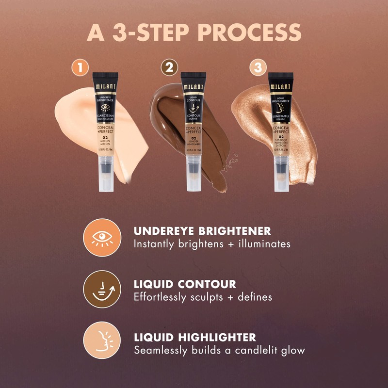 Milani Conceal + Perfect Liquid Highlighter for Added Glow, Face