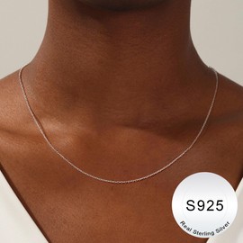 TINGN Women's 925 Sterling Silver Necklace Chain for Women Girls Waterproof Stackable Silver Chain Women's 925 Without Pendant Gifts for Women Girls Lengths: 36 40 45 51 56 61 cm