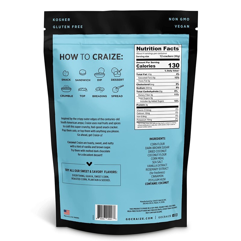 Craize Coconut Crisps | Gluten Free, Vegan, Kosher, Toasted Corn