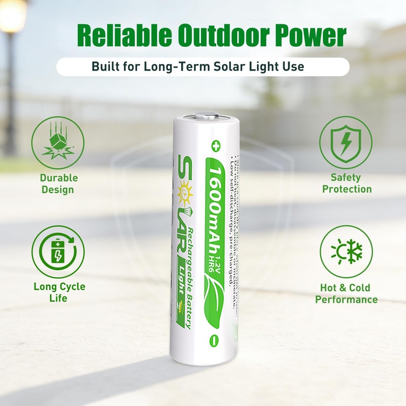 WENJOOP 8 Pack AA Rechargeable Batteries for Solar Lights