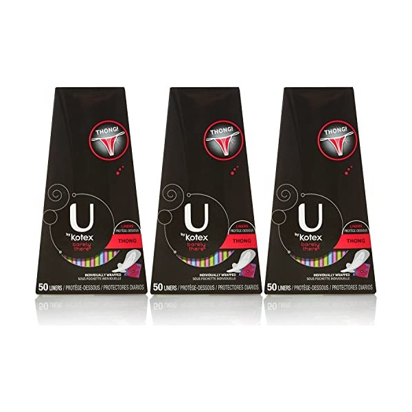 U by Kotex Barely There Thong Pantiliners 50 ea (Pack of 3)