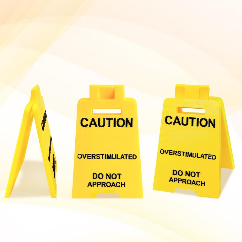 Caution Overstimulated Desk Sign,Humor Warning Signage,Funny Office Desk Decor Gift