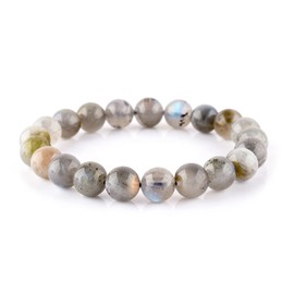 SPIRITUAL GROWTH BRACELET - STRESS RELIEVE - Unisex Stretchable Elastic Bracelet - Natural Gemstone Full Rounds Beads Dainty Men-Women Jewelry, Birthstone, Healing, Chakra, Yoga Balancing, Reiki (Labradorite)