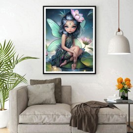 DPHERO DIY Fairy Diamond Painting Pictures for Adults Beginners, 5D Flowers Diamond Painting Set, DIY Round Stones Dreamland Diamond Art Kits, Fantasy Diamond Painting for Home Decor 30 x 40 cm