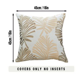 Tennove Cushion Covers 45x45cm Cotton Linen & Velvet Soft Throw Pillow Covers Set of 2 Decorative Tropic Leaf Pattern Square Cushion Cases Pillowcases for Couch Sofa Home Décor, Khaki