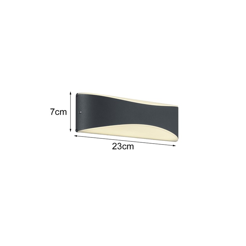 Trio Leuchten LED Wandleuchte 228560242 Konda, Aluminium anthrazit, Kunststoff weiß,