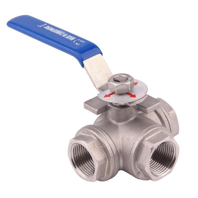 DERNORD 3-Way Ball Valve, T Mounting Pad, Stainless Steel 304