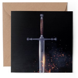 1 x Greeting Card - Medieval Sword Knight Middle Ages - Blank Birthday Celebration Anniversary #53061