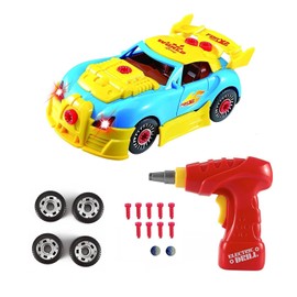 Pup Go Construction Toy, Take Apart Toys Car Racing, 30 Pieces, Build Your Own Car Kit With Electric Drill Tools, Best Gift Present Age 3 4 Year Old Boy Girl Kids (4 Spare Screws Included)