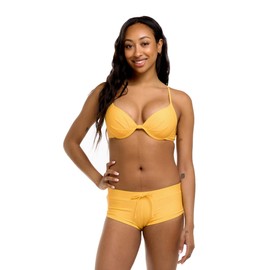 Body Glove Women's Standard Smoothies Sidekick Solid Sporty Bikini Bottom Swimsuit Short, Canary