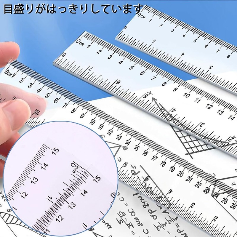Plastic Transparent Ruler 15cm 20cm 30cm Scale Learning Measuring Tool