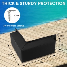 ORLANG Dock Corner Bumpers,PVC Boat Dock Fenders with Stainless Steel Screws,Boat Dock Guards,Docking Edging Guard for Docking Edges, Corner Dock or Piers Edge (Black)