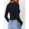 Trendy Queen Long Sleeve Shirts for Women Henley Ribbed Fall