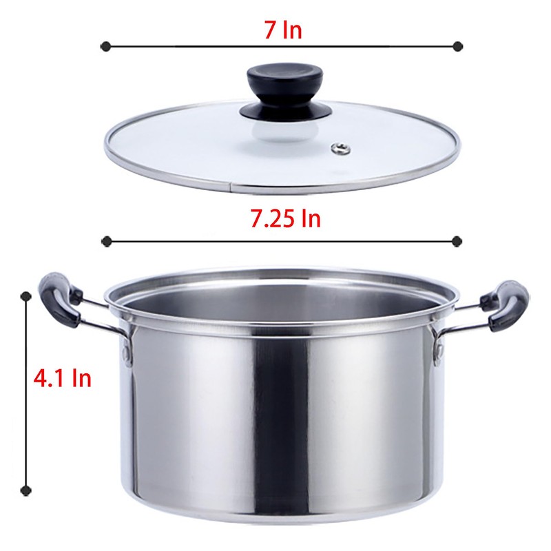Thickened Stainless Steel Saucepan, 1.6 Quart Double Handle Milk and
