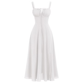 Women's Corset Dress Formal Cocktail Dresses Going Out Casual Sundress Split Thigh Spaghetti Strap Vintage Dress White