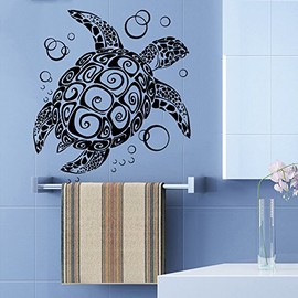 Nautical Wall Decals Turtle Vinyl Decal Sticker Home Interior Design Art Mural Sea Ocean Animals Turtle Bubbles Bathroom Decal Kids Nursery Baby Room Decor KT77