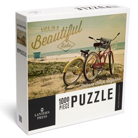 Lantern Press 1000 Piece Jigsaw Puzzle, Redondo Beach, California, Life is a Beautiful Ride, Beach Cruisers