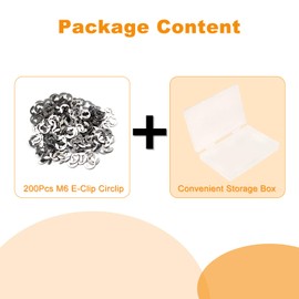 200Pcs M6 E-Clip Circlip 6mm External Retaining Rings,Juvielich 304 Stainless Steel E-Clip Retaining Shaft Snap Rings E-Ring Metric for Automobiles,Valves,Electrical and Gears Axle Bearings