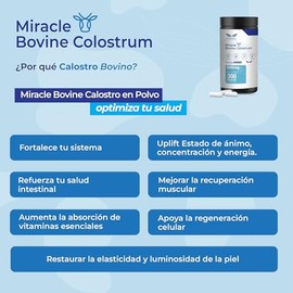 ETERNAL NUTRITION Miracle Calostro Bovino 700 mg IgG (300 Cápsulas) | Factores de Crecimiento e Inmunoglobulinas | 75 Porciones · 2000 mg | Defensas, Digestión y Recuperación | Ingredientes Premium