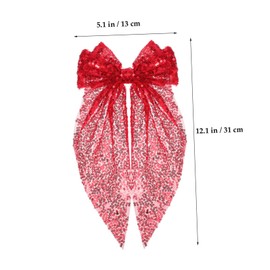 Ipetboom Valentine Day Sparkly Sequin Bow Clip Large Hairpin Hair Bow Accessory for Women Girls