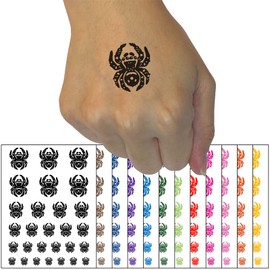 Fuzzy Jumping Spider Arachnid Temporary Tattoo Water Resistant Fake Body Art Set Collection - Black (One Sheet)
