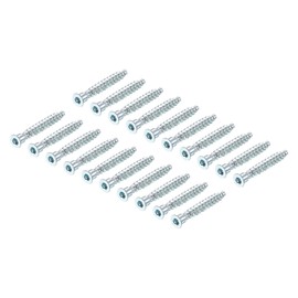 sourcing map Furniture Confirmat Screw, 100pcs 7x50mm Hex Socket Wood Screws Zinc Plated Countersunk Self-Tapping Furniture Connecting Screw